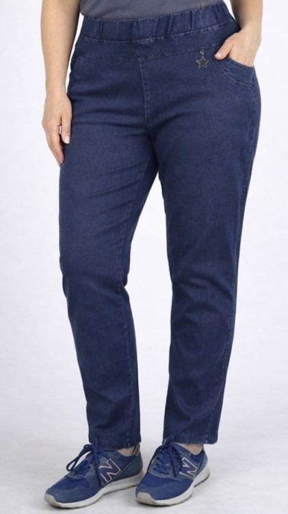 Spodnie damskie Ala Jeansy elastyczne guma w pasie duże rozmiary granatowe