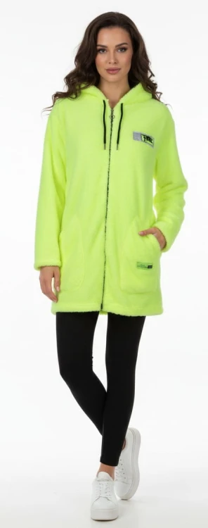Bluza z kapturem ciepła misiowa żółta