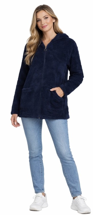 Bluza z kapturem ciepła misiowa granatowa