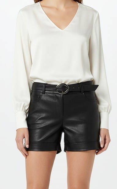 Spodenki z eko skóry plus pasek czarne