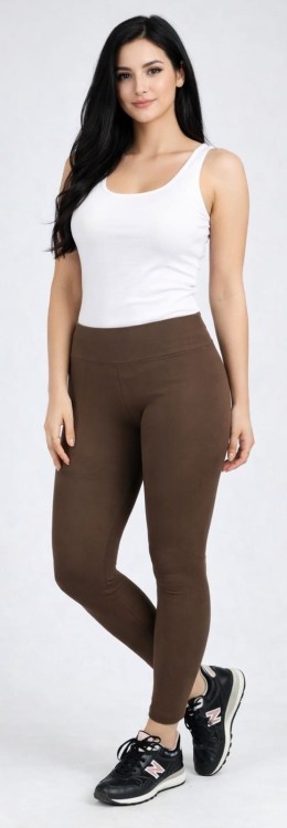 Legginsy damskie getry ocieplane brązowe