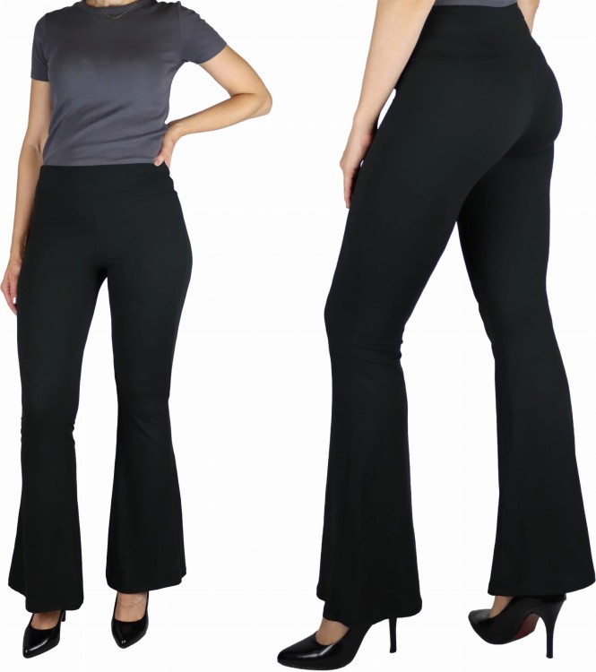 Legginsy damskie dzwony bambusowe czarne wysoki stan