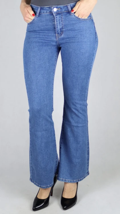 Spodnie damskie jeansy dzwony push up szerokie Flare