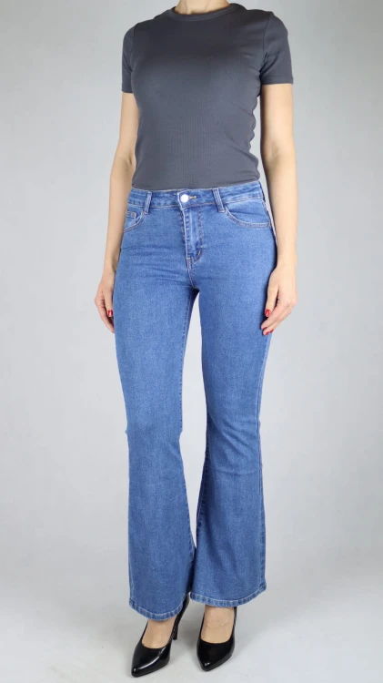 Spodnie damskie jeansy dzwony push up szerokie Flare
