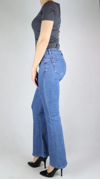 Spodnie damskie jeansy dzwony push up szerokie Flare