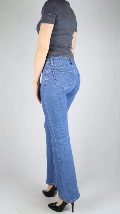 Spodnie damskie jeansy dzwony push up szerokie Flare