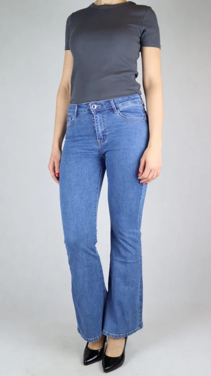 Spodnie damskie jeansy dzwony push up szerokie Flare