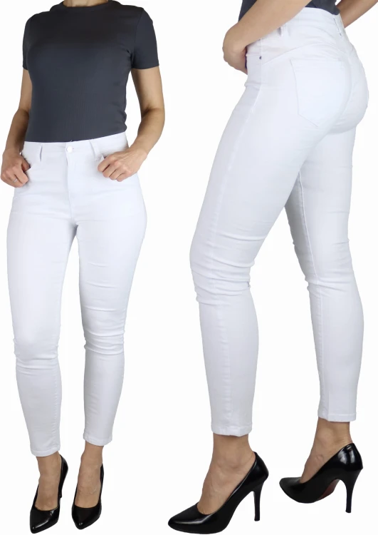 Spodnie jeans damskie modelujące białe