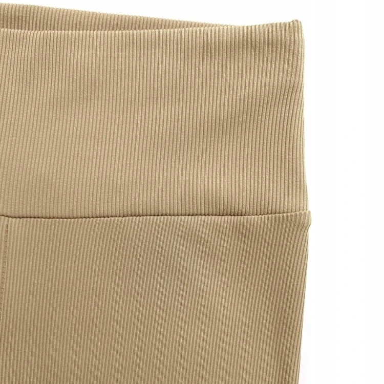 Legginsy bambusowe prążkowane beżowe