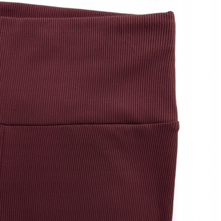 Legginsy bambusowe prążkowane bordowe