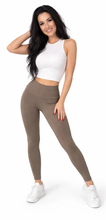 Legginsy bambusowe prążkowane brązowe