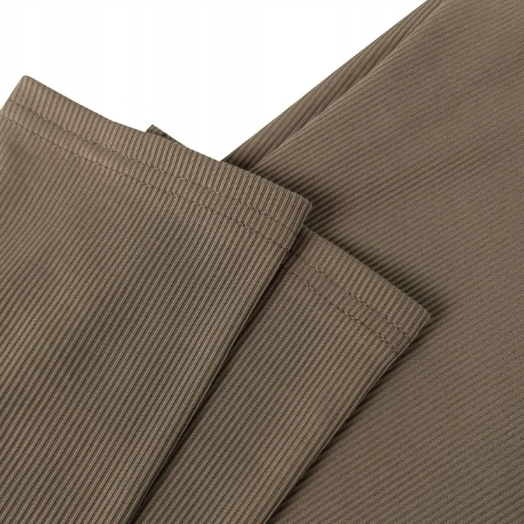 Legginsy bambusowe prążkowane brązowe