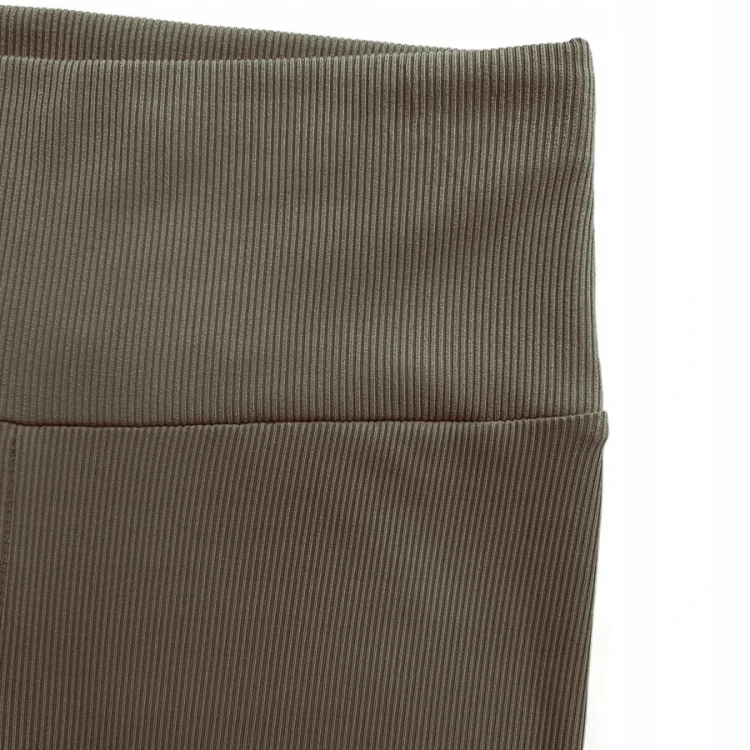 Legginsy bambusowe prążkowane brązowe