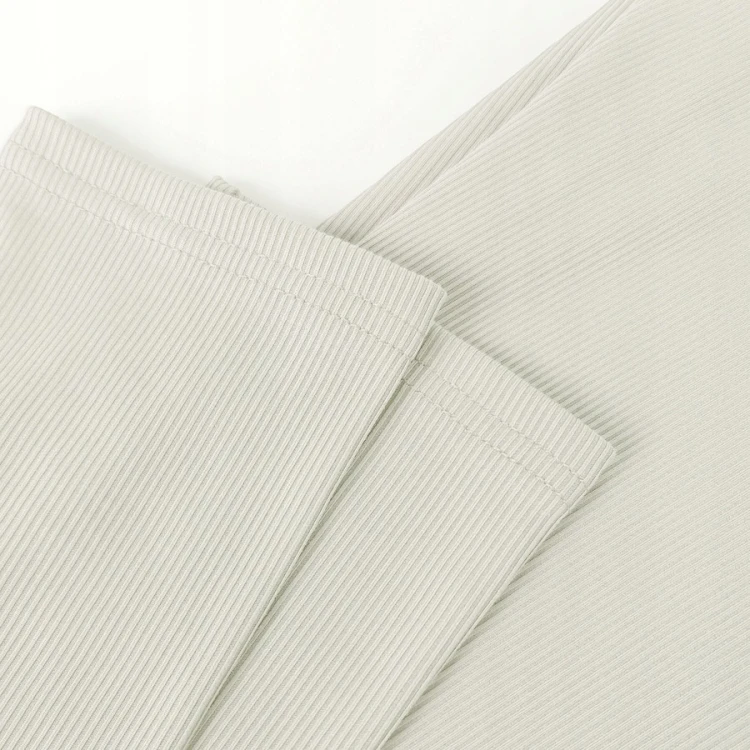 Legginsy bambusowe prążkowane ecru