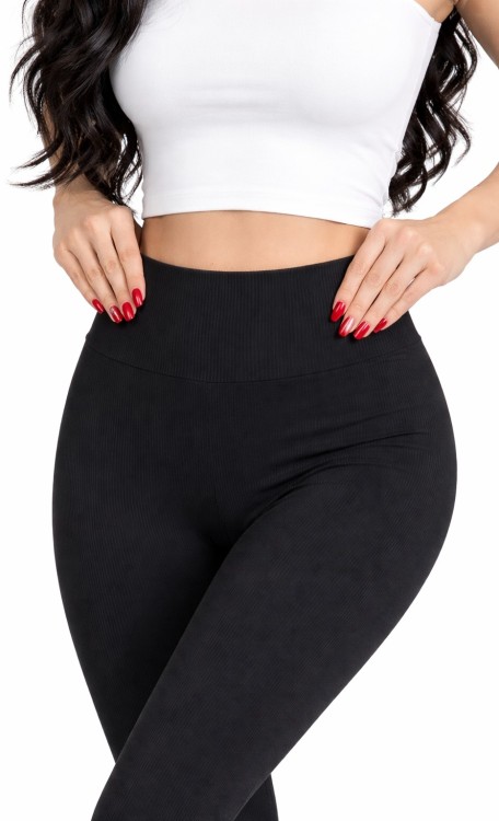 Legginsy bambusowe prążkowane czarne