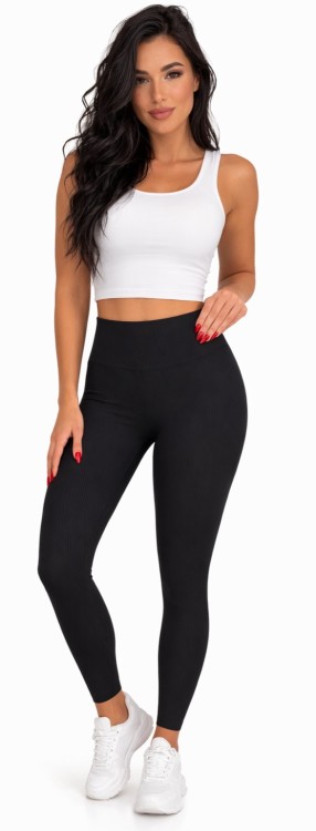 Legginsy bambusowe prążkowane czarne