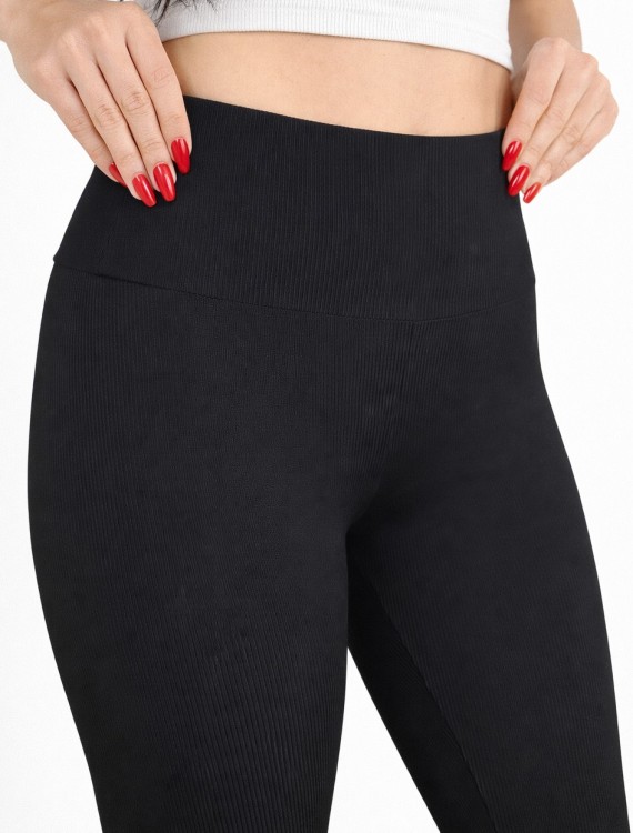 Legginsy bambusowe prążkowane czarne