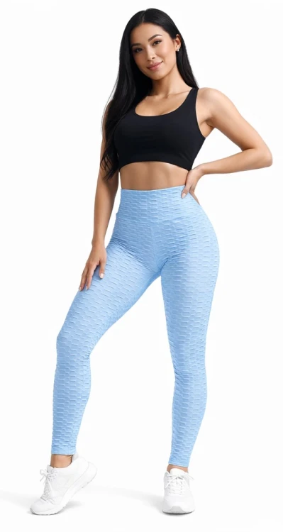 Legginsy karbowane push Up błękitne