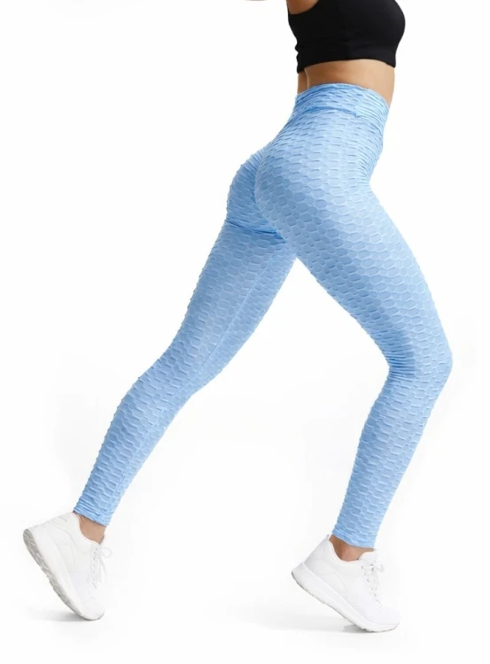 Legginsy karbowane push Up błękitne