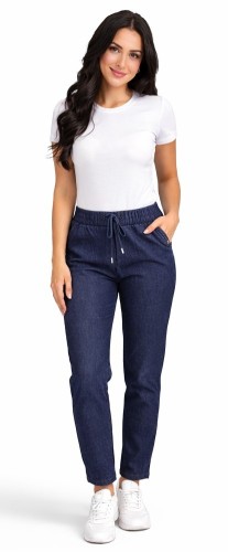 Spodnie damskie Ala Jeansy elastyczne guma w pasie duże rozmiary granatowe