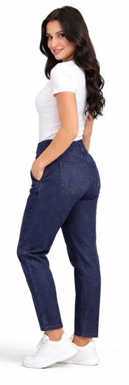 Spodnie damskie Ala Jeansy elastyczne guma w pasie duże rozmiary granatowe