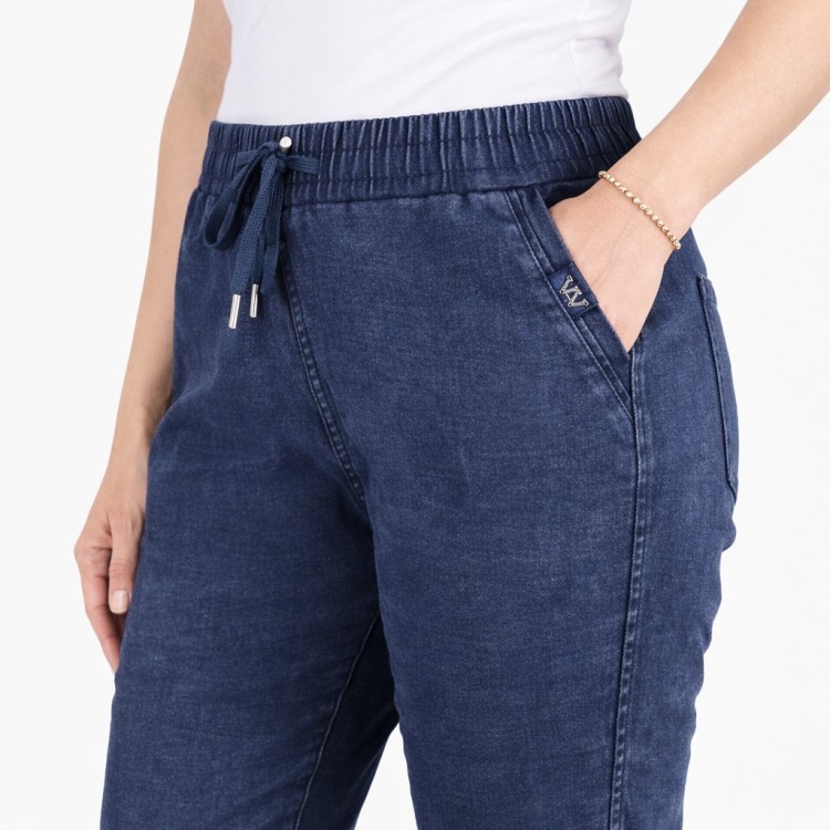 Spodnie damskie Ala Jeansy elastyczne guma w pasie duże rozmiary granatowe