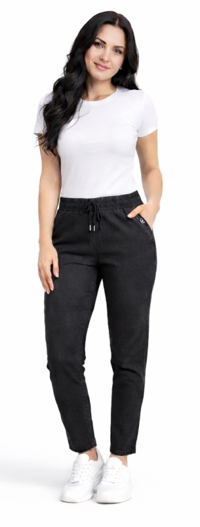 Spodnie damskie Ala Jeansy elastyczne guma w pasie duże rozmiary czarne