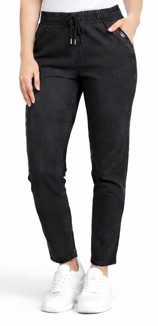 Spodnie damskie Ala Jeansy elastyczne guma w pasie duże rozmiary czarne