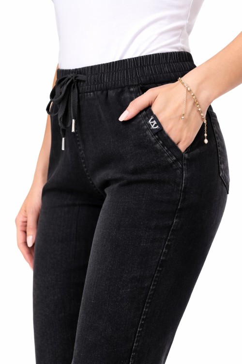 Spodnie damskie Ala Jeansy elastyczne guma w pasie duże rozmiary czarne