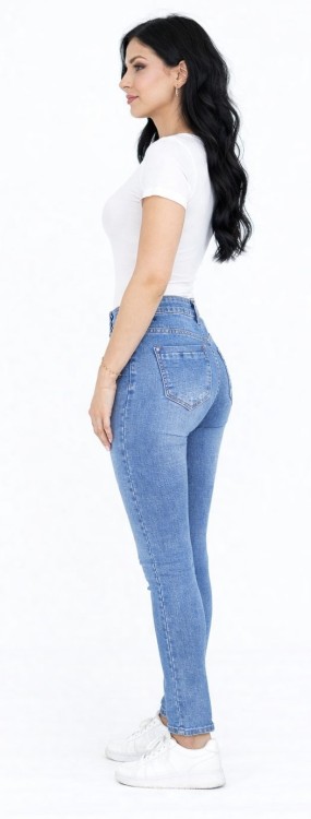 Spodnie damskie jeans niebieskie skinny przetarcia