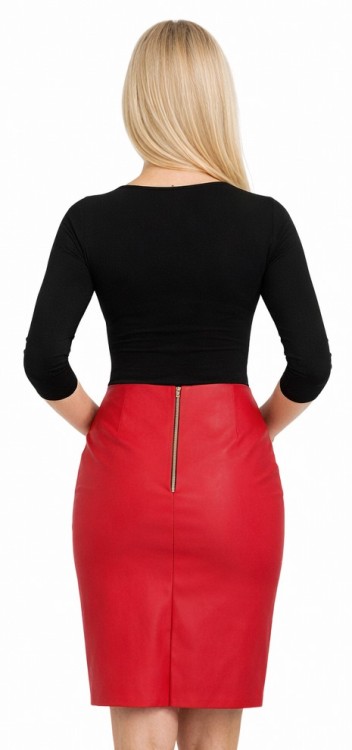 Spódnica skórzana ołówkowa czerwona