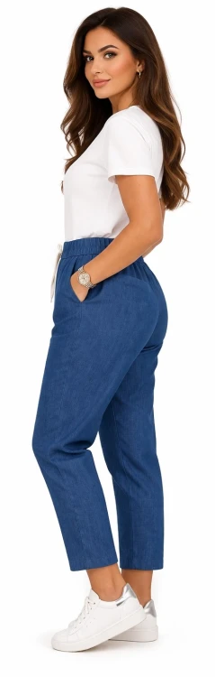 Spodnie damskie Mom Fit Ala Jeans elastyczna guma w pasie duże rozmiary granatowe