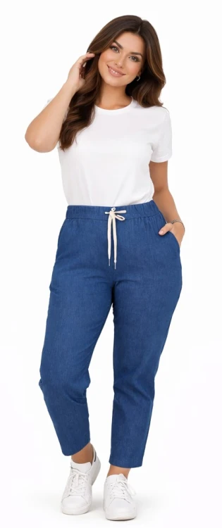 Spodnie damskie Mom Fit Ala Jeans elastyczna guma w pasie duże rozmiary granatowe