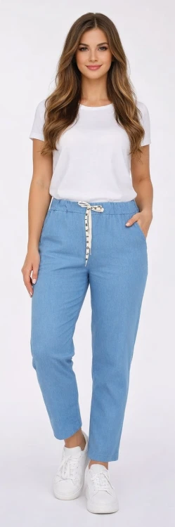 Spodnie damskie Mom Fit Ala Jeans elastyczna guma w pasie duże rozmiary niebieskie