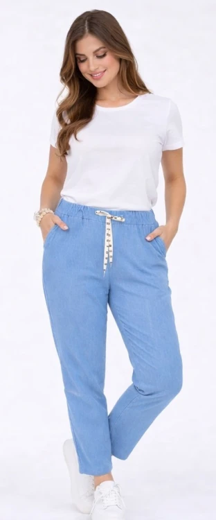 Spodnie damskie Mom Fit Ala Jeans elastyczna guma w pasie duże rozmiary niebieskie