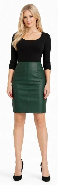 Spódnica skórzana ołówkowa zielona