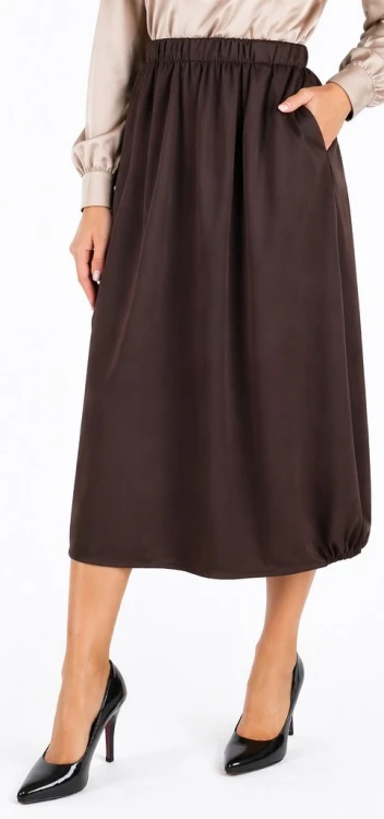 Spódnica midi kieszenie brązowa