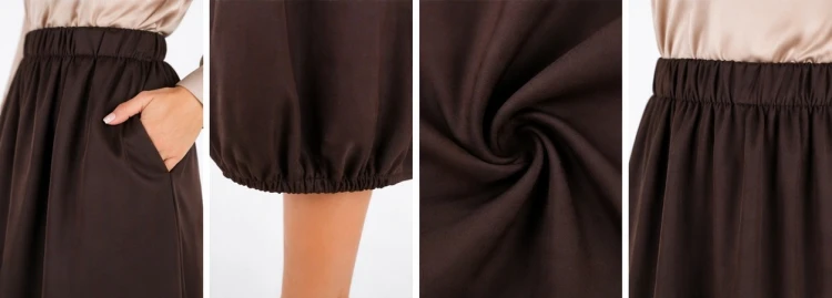 Spódnica midi kieszenie brązowa