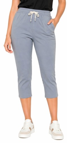 Spodnie damskie rybaczki 3/4 elastyczny pas i wiązanie duże rozmiary kolor jasnoniebieski