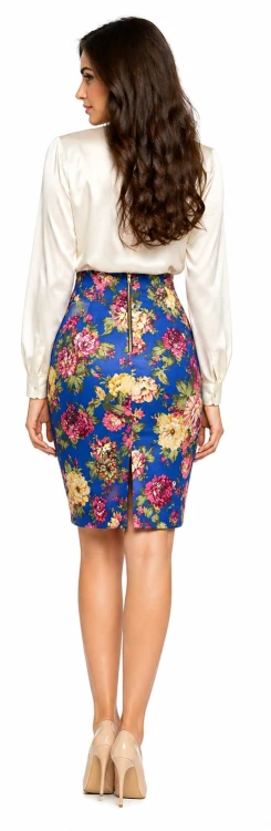 Spódnica ołówkowa w kwiaty materiałowa elastyczna