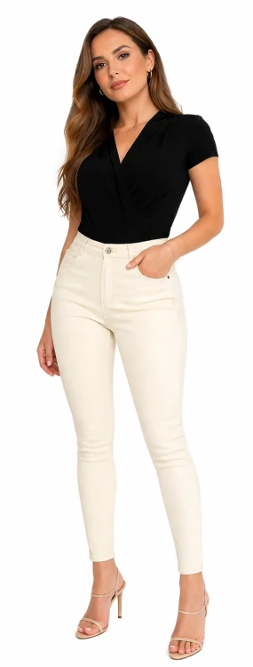 Spodnie damskie beżowe modelujące Push Up skinny