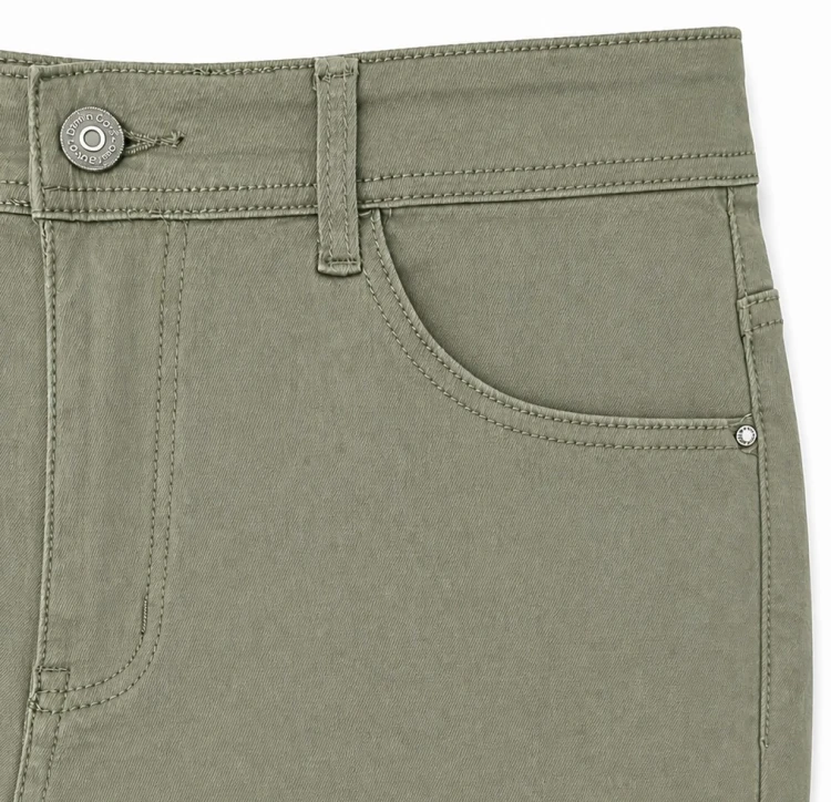 Spodnie damskie jeans slim fit duże rozmiary oliwkowe