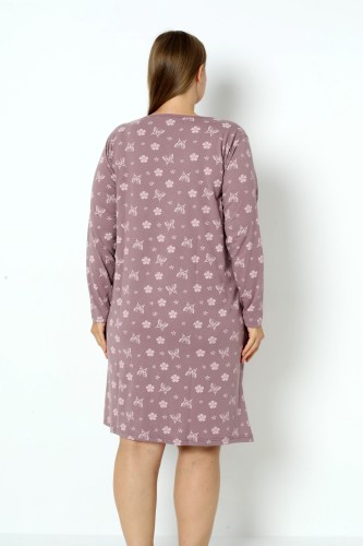 Koszula nocna szlafrok bawełna PLUS SIZE śliwka