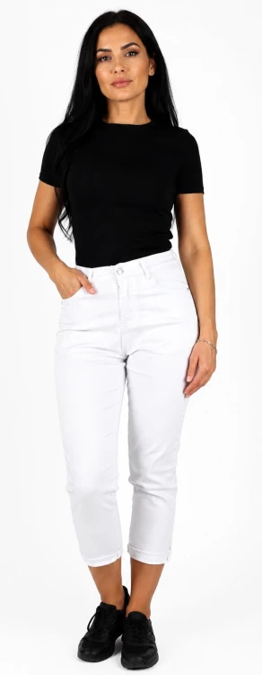 Spodnie damskie MOM FIT jeansy białe wysoki stan