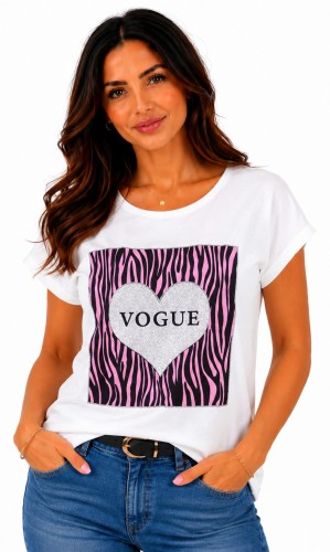 Koszulka damska biała serce vogue